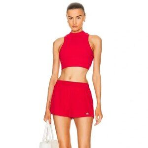 ALO Yoga Goddess Mock Neck Rib Tank in Classic Red - Size Small / Petite
